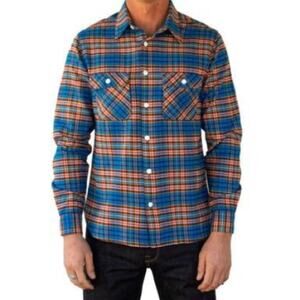 FREENOTE CLOTH BENSON WOOL BLUE PLAID SHIRT SIZE SMALL‎